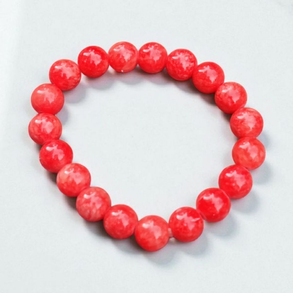 Red Jade Beaded Bracelet